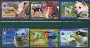 КНДР,  2019, Зоопарк, Собаки, 6 стерео 3D марок